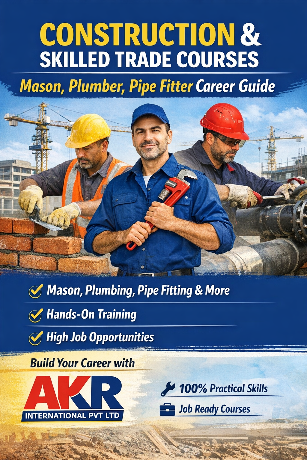 Read more about the article Construction & Skilled Trade Courses – Mason, Plumber, Pipe Fitter Career Guide with AKR International Pvt Ltd